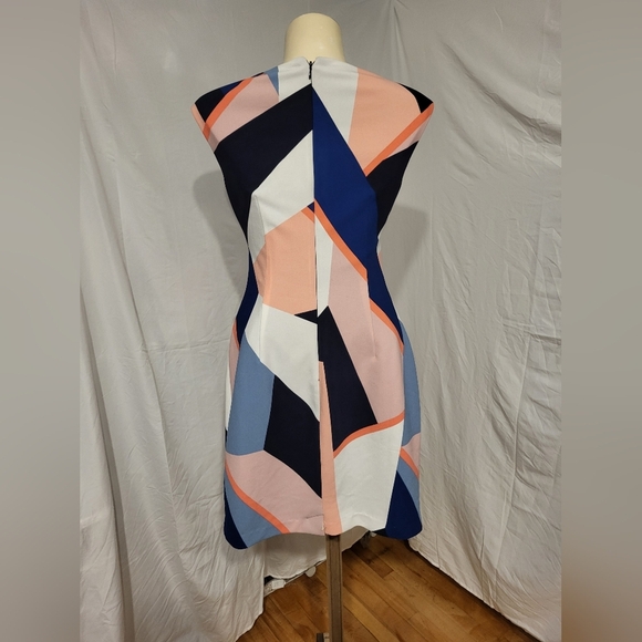 Vince Camuto Navy and Peach Geometric Mini Dress, Size 2 - Picture 2 of 6